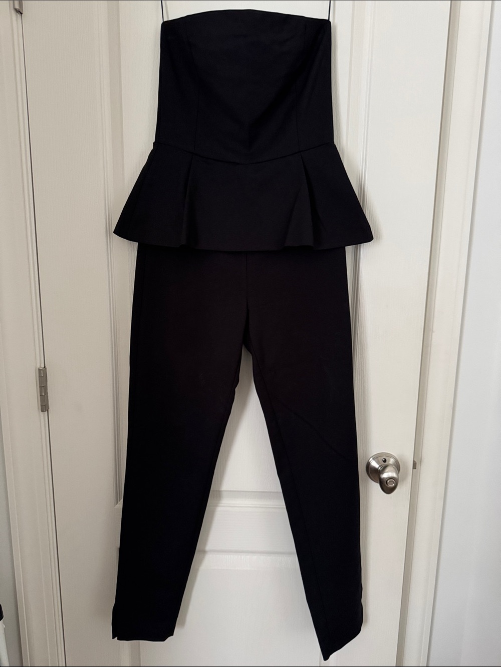 Zara Black Strapless Peplum Jumpsuit